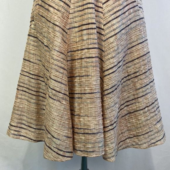 Hugo Boss Tan Striped Fit Flare Dress