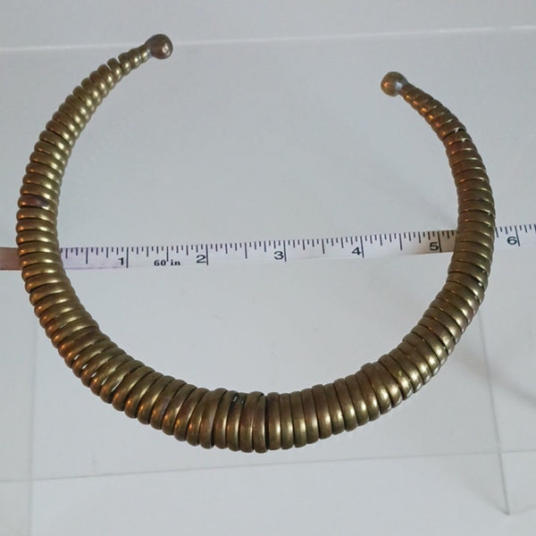 Vintage 1970s 1980s Tribal Brass Necklace.