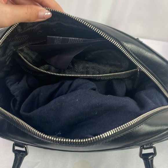 Prada Black Nylon Leather Satchel Bag