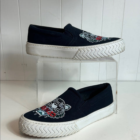 Kenzo Blue Lion Slip Ons Sneakers
