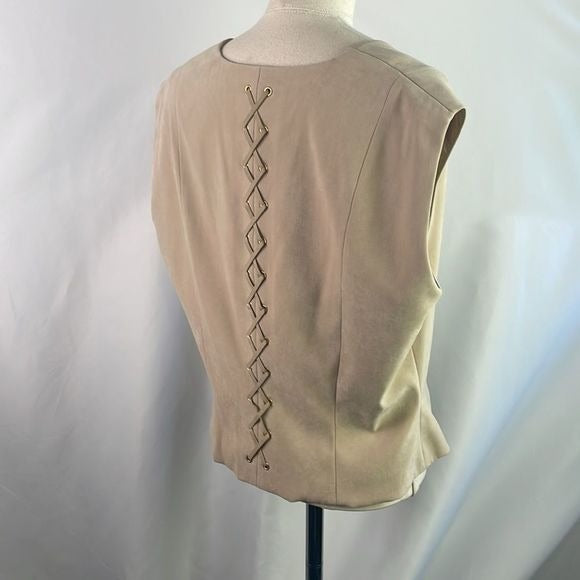 St. John Tan Lace Back Vest