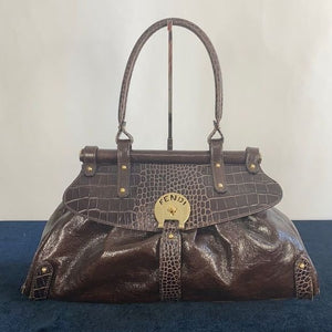 Fendi Brown with Crocodile Leather Vintage Satchel