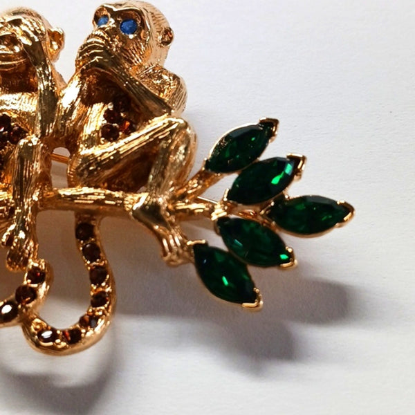 Trifari Rare 1996 Hear See Speak No Evil Pin.