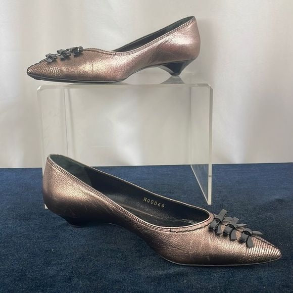 Louis Vuitton Copper w Black Bow Low Heel Shoes
