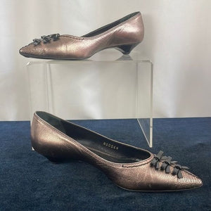 Louis Vuitton Copper w Black Bow Low Heel Shoes
