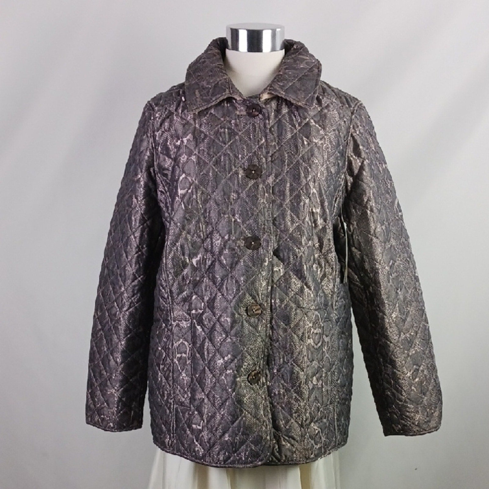 Chico's Metallic Snake Quilted Jacket NWT
