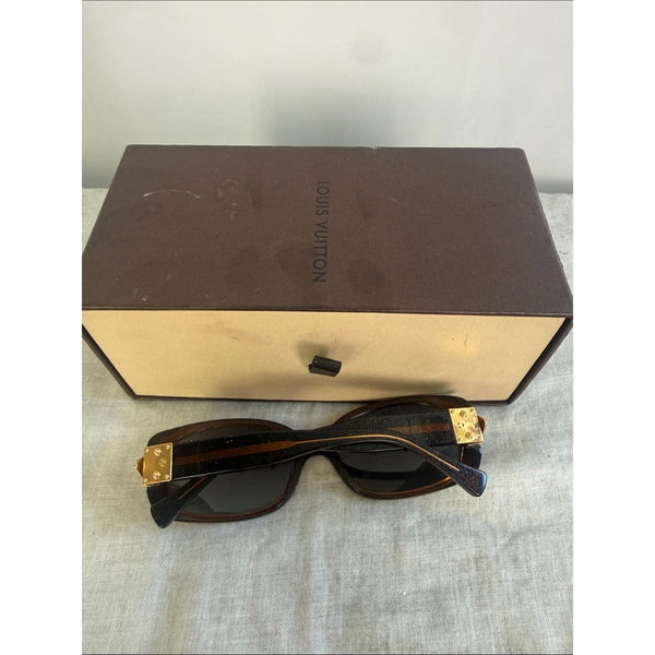 LOUIS VUITTON GOLD GLITTER BROWN IN BOX SUNGLASSES