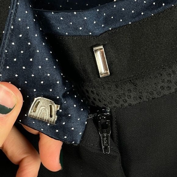 Balenciaga Paris Black Trousers with Navy Dotted Waist Trim