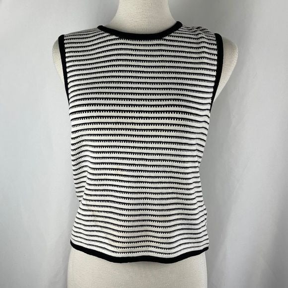 St John black/white stripe cardigan and top