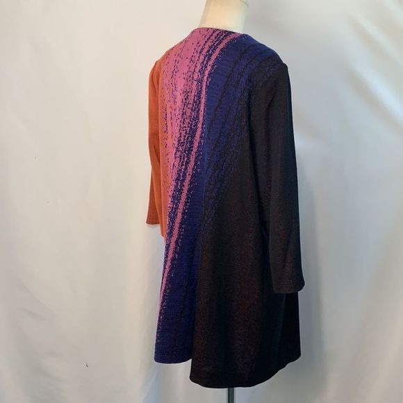 Misook NWT pink blue print long knit jacket