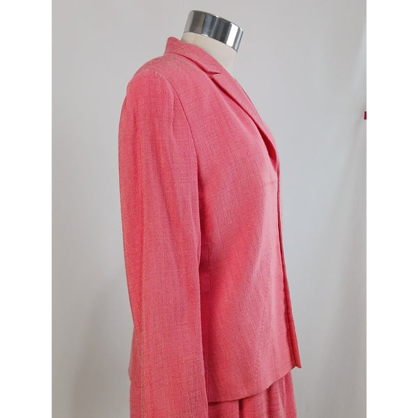 VALENTINO VTG RAW SILK CORAL ZIP FRONT / JACKET DRESS