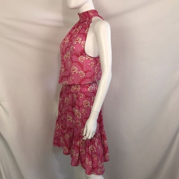 ALC NWT Pink Floral Hi-Neck Peasant Dress