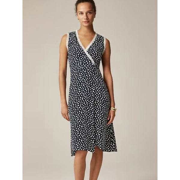 NWT J CREW Navy Dot with Lace Trim Dress