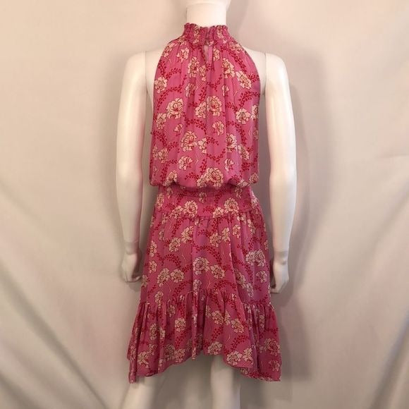 ALC NWT Pink Floral Hi-Neck Peasant Dress