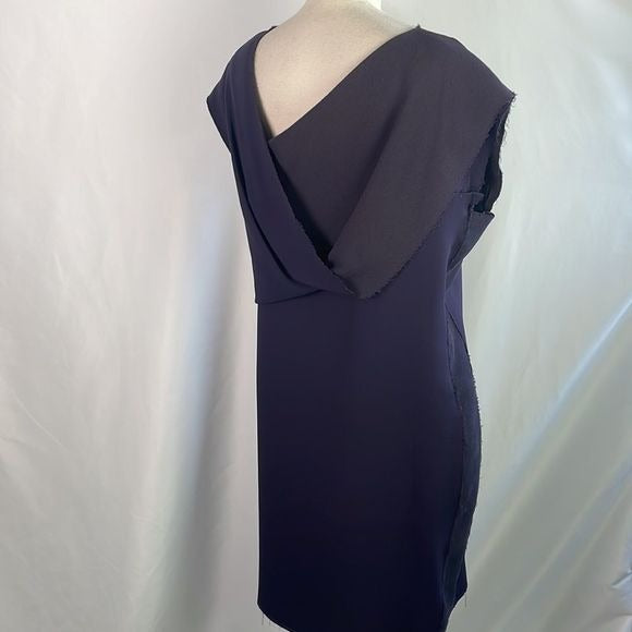 Lanvin Purple Drape Back Wool Dress