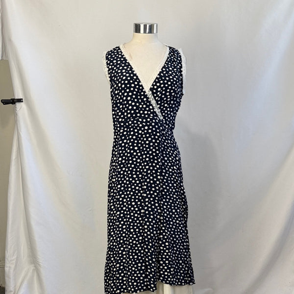 NWT J CREW Navy Dot with Lace Trim Dress