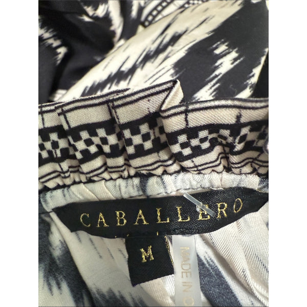 CABALLERO BLACK PRINT TIE NECK TUNIC