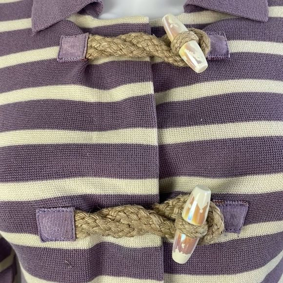 Moschino Purple and Cream Striped With Rope Cardigan