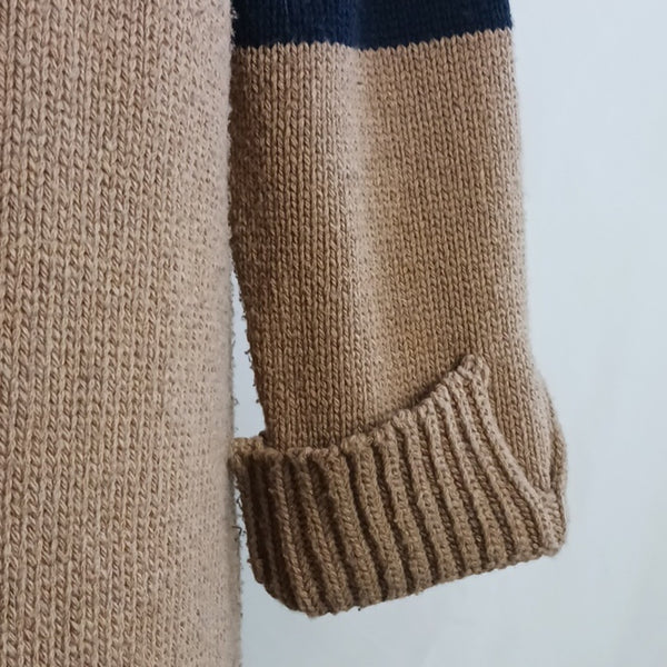 Ciao Lucia Tan and Black Striped Sweater Dress