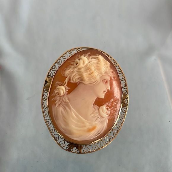 14kt Vintage Cameo Pin
