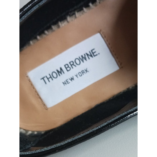 THOM BROWNE BLK ESPADRILLE FLATS SHOES.