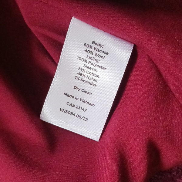 Talbots Wine 3/4 Knit Sleeves Coat