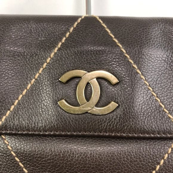 CHANEL Brown Wild Stitch with Chain Strap