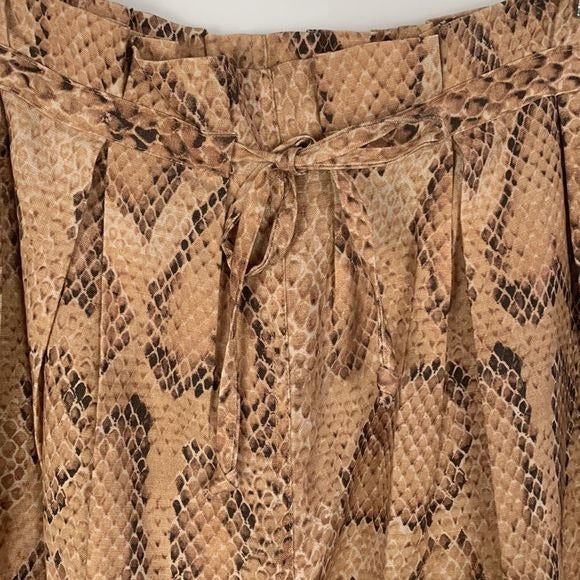 Mara Hoffman Tan Snake Paper Bag Tie Slacks