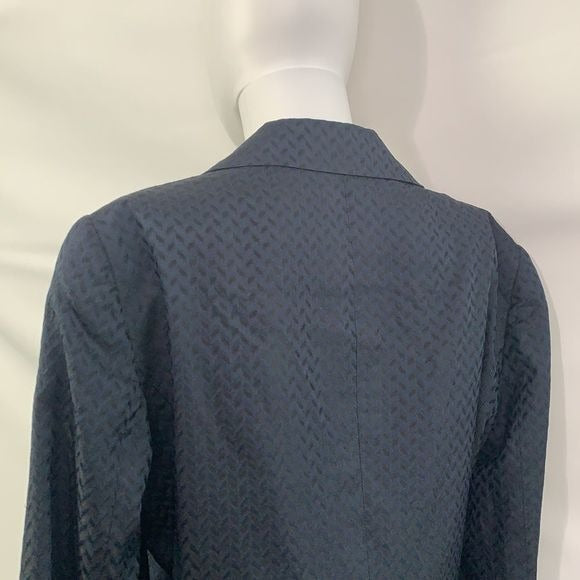 Armani Collezioni navy with blue print tie waist jacket