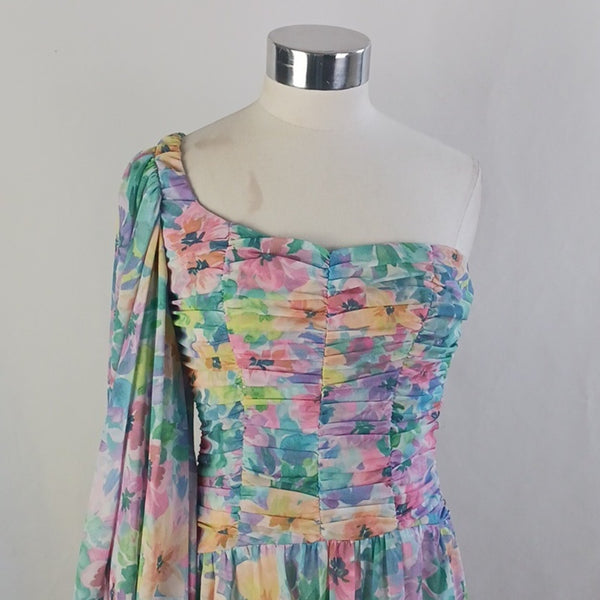 For Love & Lemons Multi Floral Maxi One-Sleeve Dress.