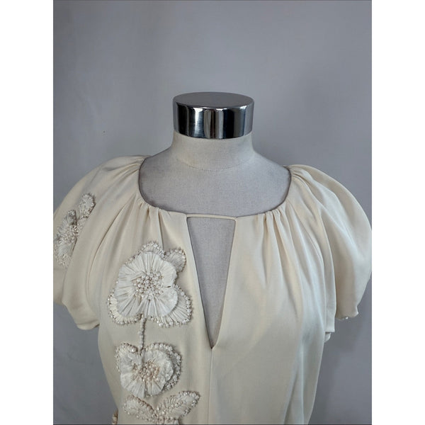 DICE KAYEK CREAM DROP WAIST DRESS WITH FLOWERS