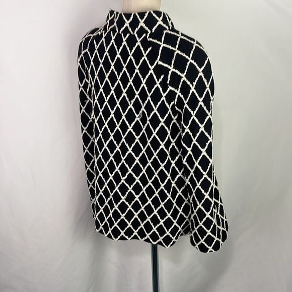 St John Black White Print Button Front Jacket