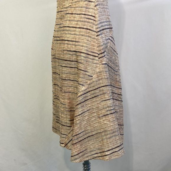 Hugo Boss Tan Striped Fit Flare Dress