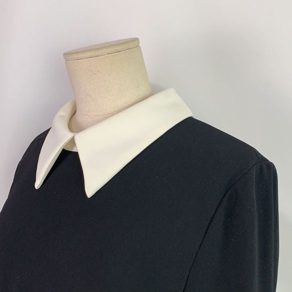 Mikael Aghal Black Dress w/ Cream Collar/Cuffs