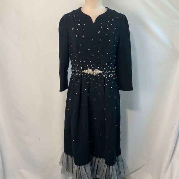 Stogova Black Dress with Crystal Detail/Tulle Bottom