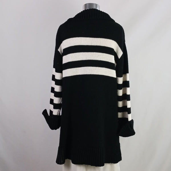 Ciao Lucia Black and White Striped Sweater Dress.