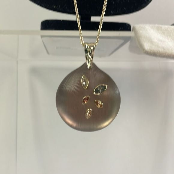 Alexis Bittar 2 Lucite And Crystal Disks With Chain Necklace