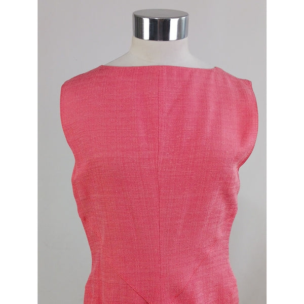 VALENTINO VTG RAW SILK CORAL ZIP FRONT / JACKET DRESS