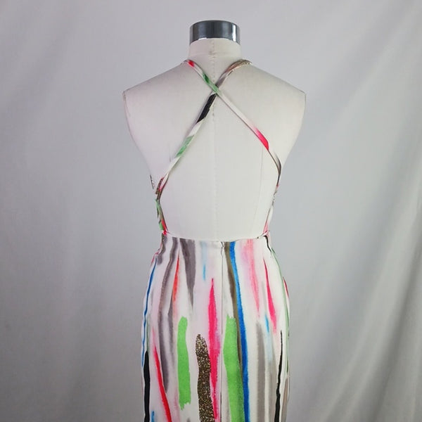 Milly Multicolor Shimmer Striped Midi Dress
