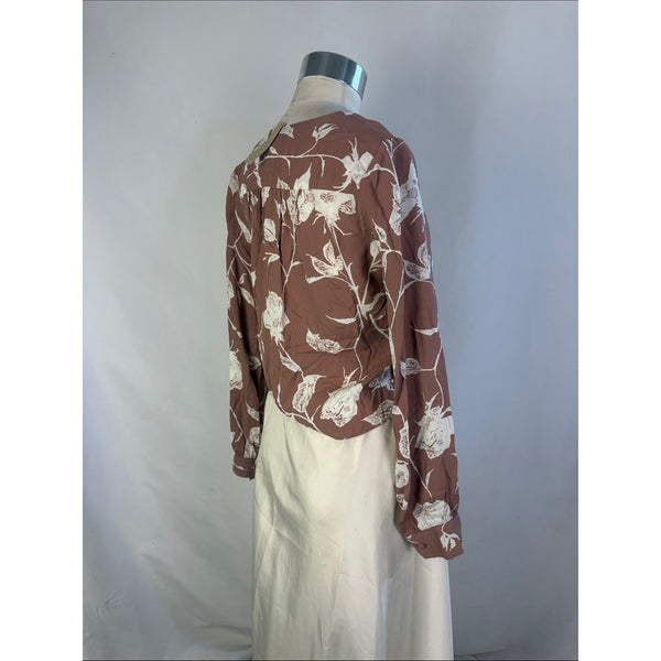 NEW FLYNN SKYE BROWN FLORAL TIE FRONT BLOUSE