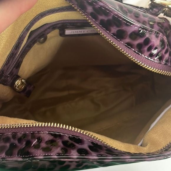 Jimmy Choo Purple Animal Print Patent Bag