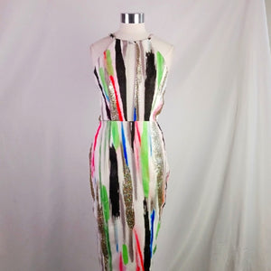 Milly Multicolor Shimmer Striped Midi Dress