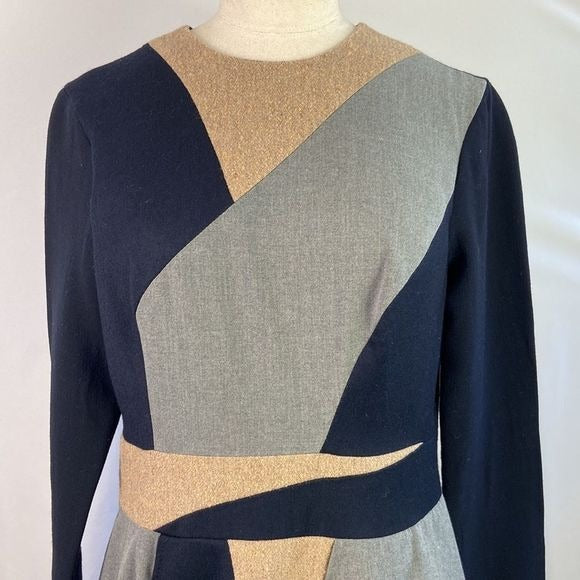 Stogova Tan Gray Black Color Block Dress