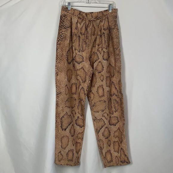 Mara Hoffman Tan Snake Paper Bag Tie Slacks