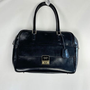 Anya Hindmarch black leather satchel with strap
