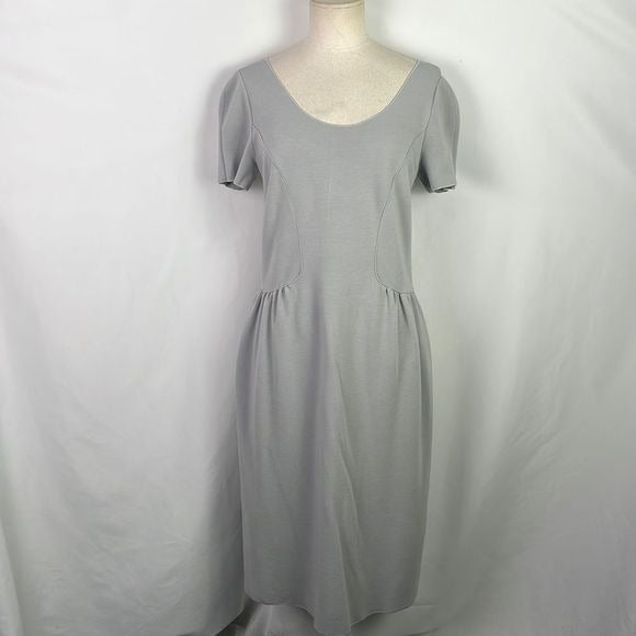 Emporio Armani Grey Ribbed Knit Short Sleeve Dress