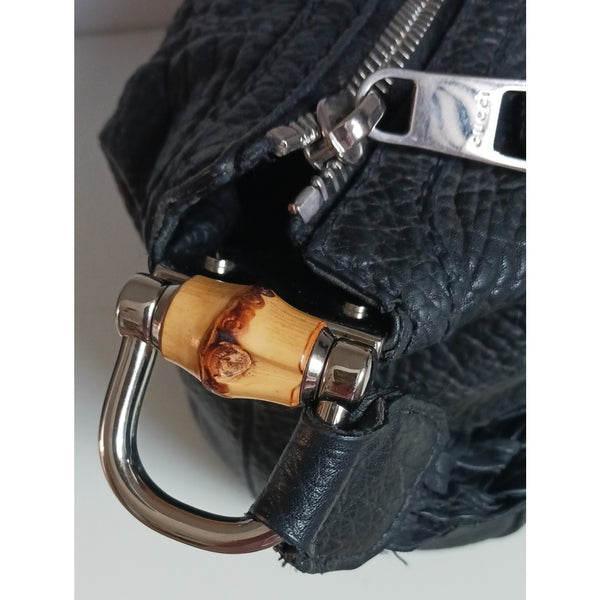 GUCCI LG PEBBLED LEATHER HOBO  BAG.