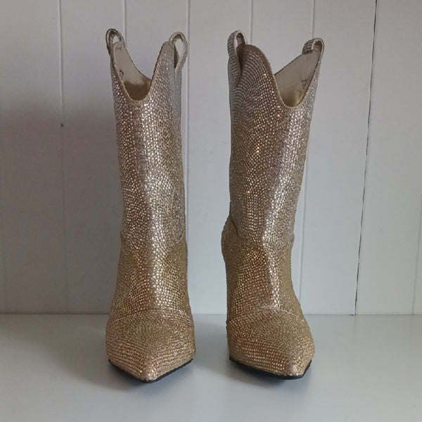 Daniel Diamond Gold Glitter Cowboy Boots.