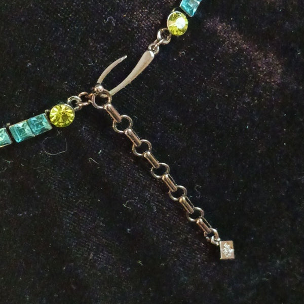 Givenchy Blue & Green Crystal Dangle Necklace.