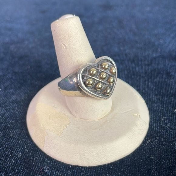 llagos 18KT Caviar Heart Sterling Ring